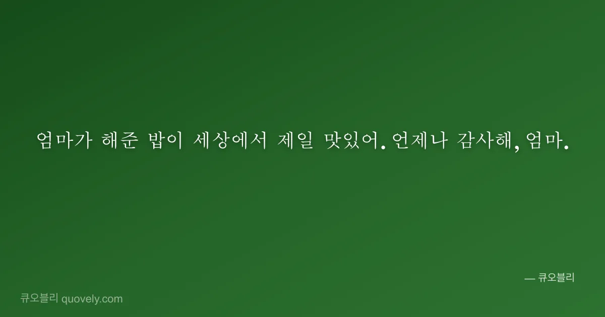 엄마가 해준 밥이 세상에서 제일 맛있어. 언제나 감사해, 엄마. — 엄마 안부 이미지