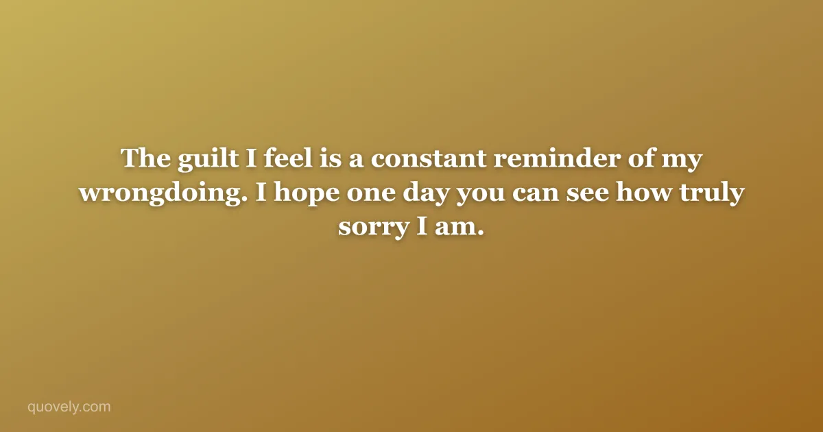The guilt I feel is a constant reminder of my wrongdoing. I hope one day you can see how truly sorry I am. — Apology message from Quovely